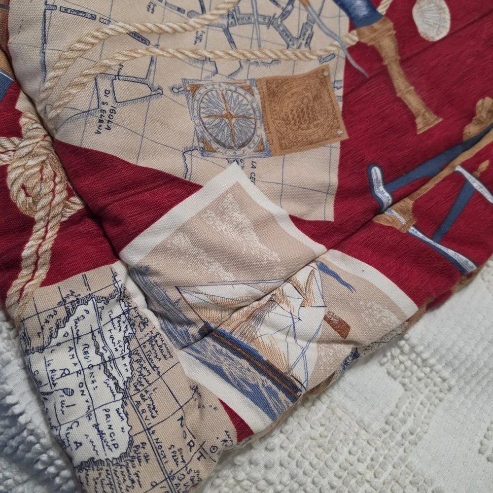 Vintage This End Up Nautical Pillow Shams Ships Maps Coastal ONLY ONE